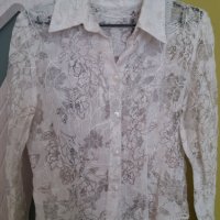 Дамска дантелена бяла риза размер М, снимка 1 - Ризи - 34782365