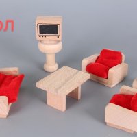 Дървен комплект мебели за кукли и игра, снимка 1 - Играчки за стая - 41994390