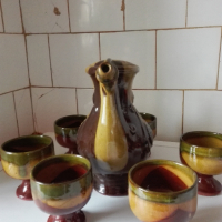 Сервиз за вино - глазирана керамика., снимка 6 - Антикварни и старинни предмети - 36138972