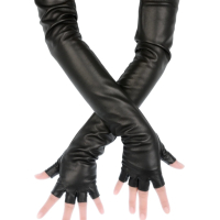 Дълги кожени  нови ръкавици без пръсти  50 см, M,L, снимка 2 - Ръкавици - 44802650
