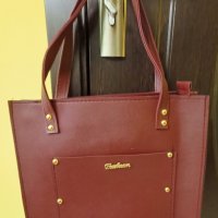Стилна кафява елегантна дамска чанта със ''златни'' акценти, снимка 3 - Чанти - 40799041