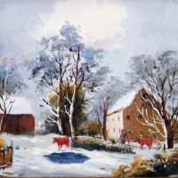 Снежен селски пейзаж, снимка 2 - Картини - 41265907
