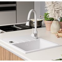 Кухненска мивка от Гранит модел Милано 620 x 500 mm бял, снимка 6 - Други - 35861930