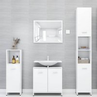 Комплект мебели за баня, бял, ПДЧ, снимка 2 - Шкафове - 38662035