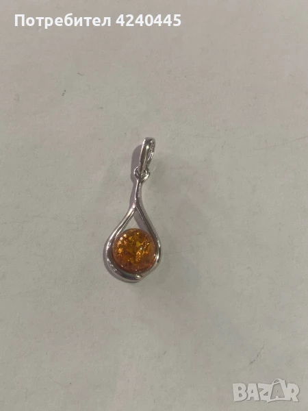 Сребърна висулка с кехлибар, снимка 1