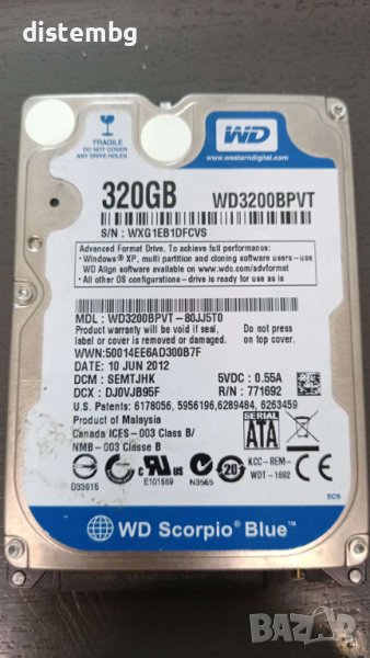 Твърд диск 320GB WD Blue WD3200BPVT - WD3200BPVT, снимка 1