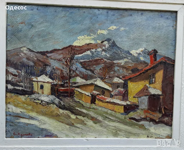 Стара картина на худ. Владимир Наумов/1897-1949/"Квартал Бояна през зимата", снимка 1