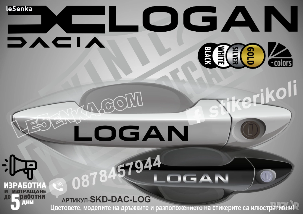 DACIA Logan стикери дръжки SKD-DAC-LOG, снимка 1