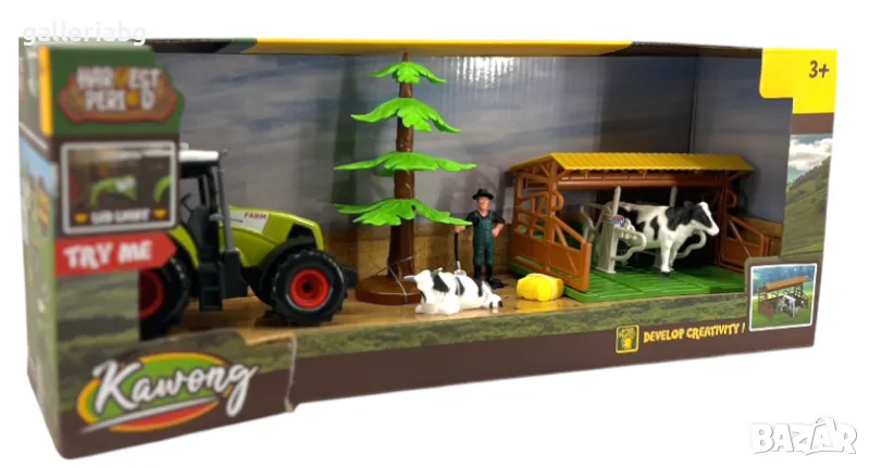 Фермерски комплект с трактор, животни и фермер – Kawong Farm Set 🚜🐄🌾, снимка 1
