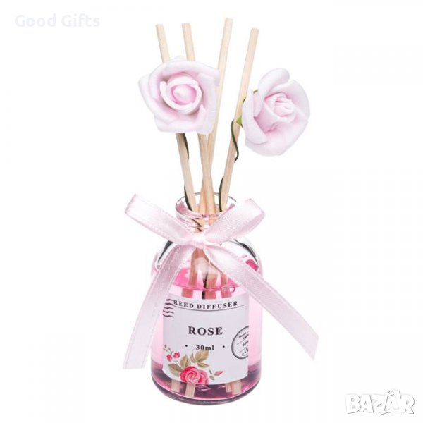 Етерично масло с аромат на маслодайна роза със стик и цветя - 30 мл, снимка 1