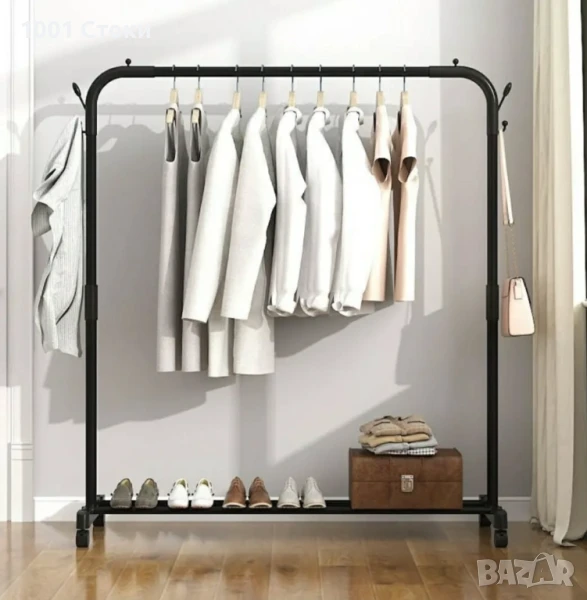 Нова Настолна Закачалка за Дрехи с Рафт за Обувки на колелца До 30кг натоварване Размери: 143/96/4, снимка 1