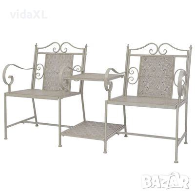 vidaXL Двуместна градинска пейка, 161 см, стомана, сива（SKU:43151, снимка 1