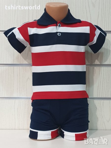 Ново детско моряшко комплектче тип Lacoste с яка, снимка 1