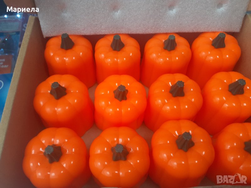 12 Pack Halloween Pumpkin Tea Lights, Battery Operated LED Tealights, снимка 1