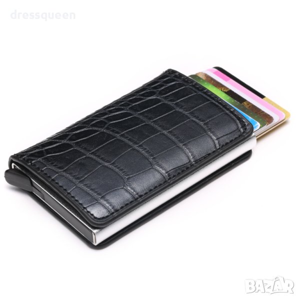Портфейл крокодилска кожа черен с RFID защита, снимка 1
