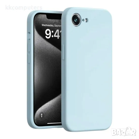 Силиконов кейс bSmart Silicone Soft Cover, За iPhone 16e, Светлосин, снимка 1