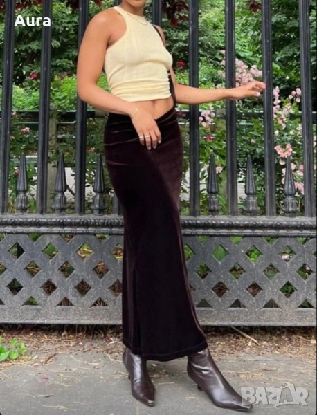 Velvet brown skirt, снимка 1