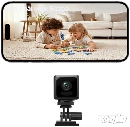 Нова мини WiFi камера за дом 1080P, 150° ъгъл, нощен режим и презареждаема батерия, снимка 1
