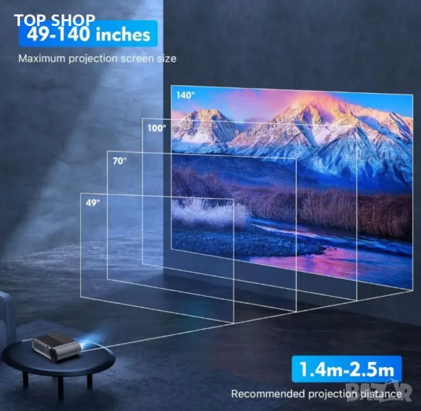 Видео проектор, HD Dolby WiFi Bluetooth проектор, 8000 лумена, снимка 1