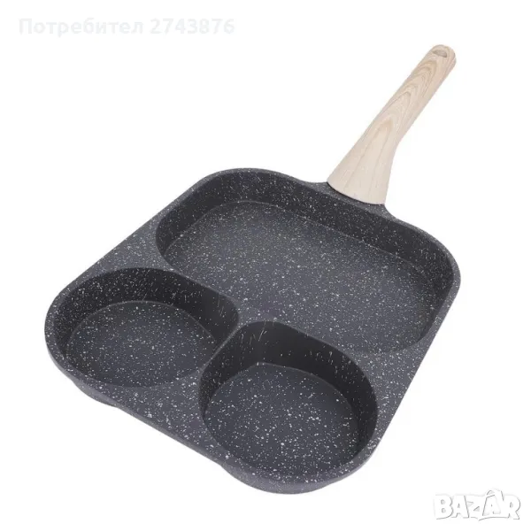 Мултифункционален тиган с три отделения за готвене,Ергономична дръжка,Мраморно покритие , 27.1Х20Х5с, снимка 1