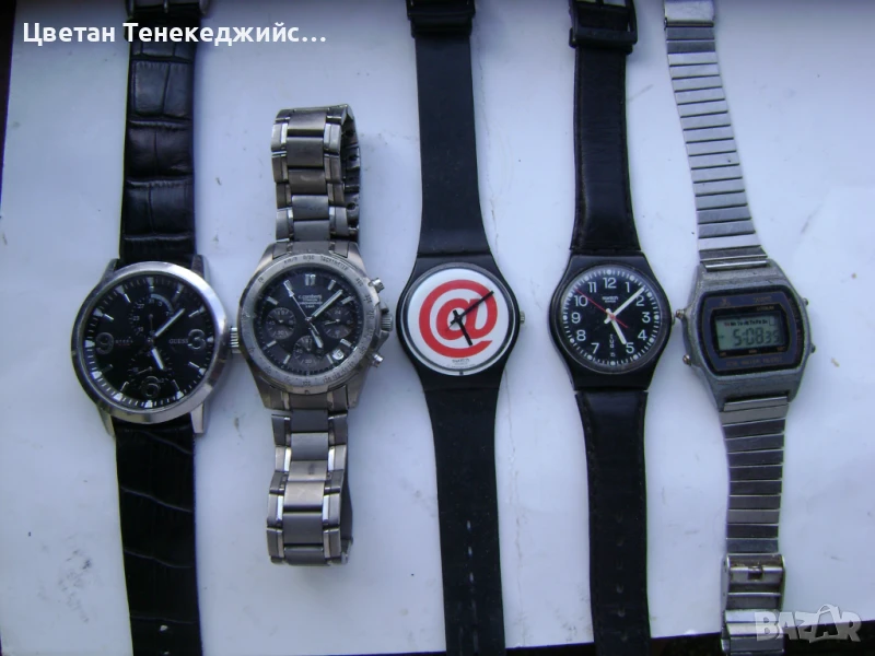 Продавам 5 броя кварцови часовника Guess,C.Comberti,Swatch,Master Anker, снимка 1