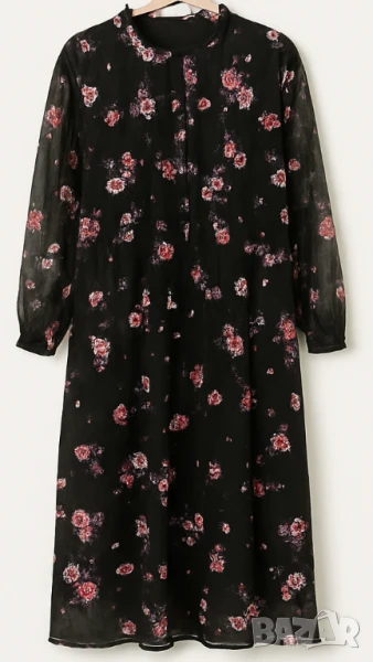 🖤 Банкетна черна тюлена рокля на цветя и рози, с подплата | Размер XL–XXL, снимка 1