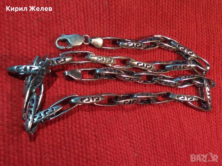 РАЗКОШЕН СРЕБЪРЕН ЛАНЕЦ със СТИЛИЗИРАНА ВЕРСАЧЕ ОРНАМЕНТИКА СРЕБРО 925 с БЯЛА ПОЗЛАТА 45580, снимка 1