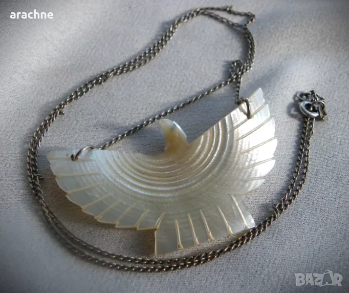 Колие "Орел"- седеф, сребро, снимка 1