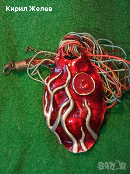 ГОЛЯМ ЕМАЙЛИРАН СРЕБРИСТ ФЕШЪН АРТ МЕДАЛЬОН 25517, снимка 1