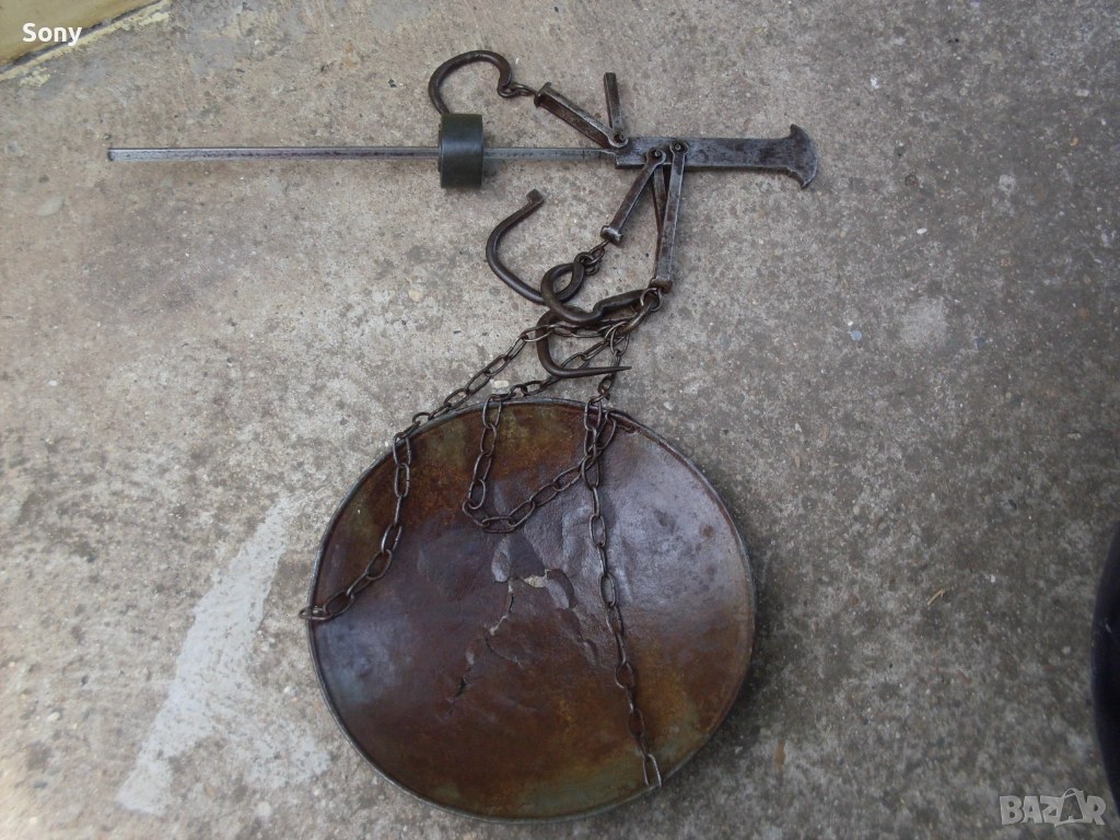 Стар кантар- паланца с топуз и ченгели., снимка 1