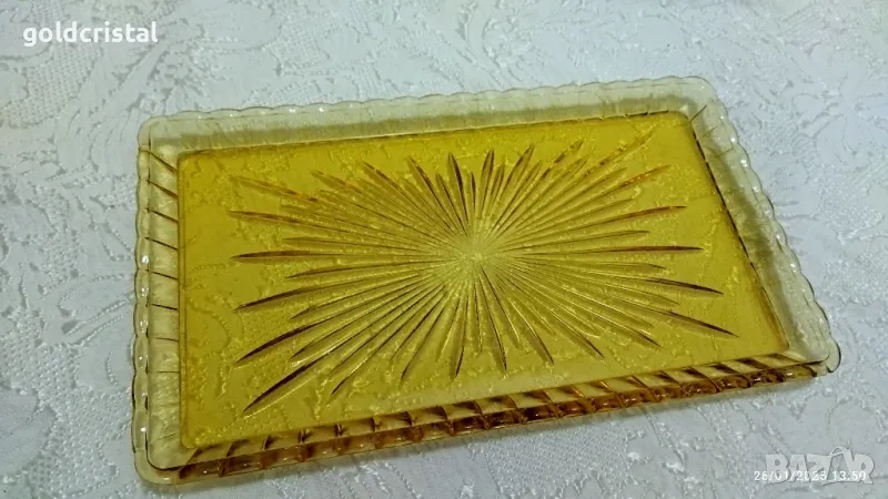 ретро стъклен поднос цветно стъкло , снимка 1