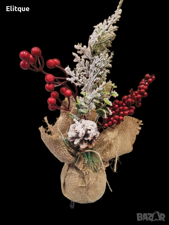 Изкуствена коледна декорация; коледен букет, снимка 1