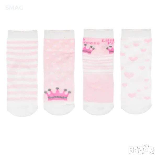 Бебешки чорапи розово и бяло 4 чифта S_1240159, снимка 1