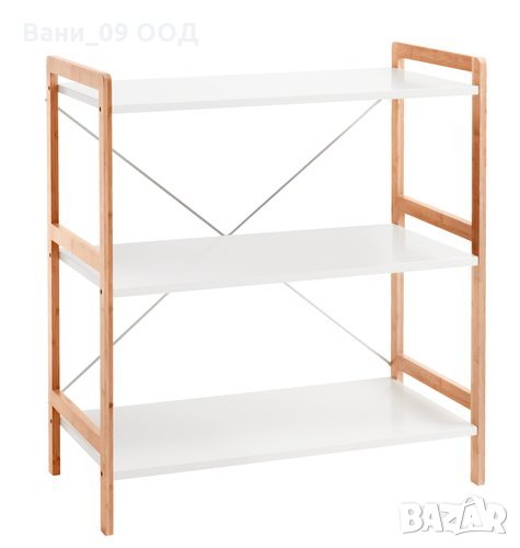 Красива етажерка в бял цвят-МДФ и бамбук, снимка 1