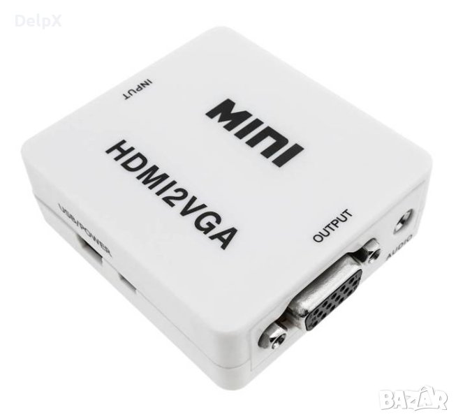 Конвертор, преобразувател вход HDMI(ж) изход VGA(ж)+3,5mm JACK(ж), снимка 1