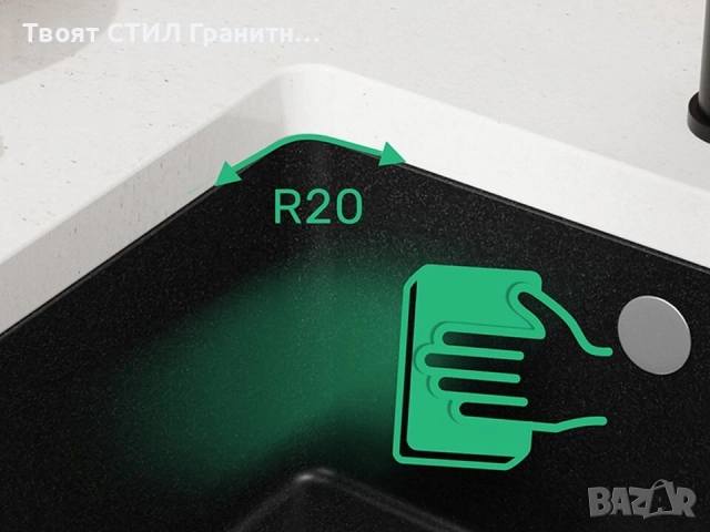 Бяла кухненска мивка за вграждане под плот Венеция 50 XL 460x440 мм, снимка 5 - Мивки - 51878584