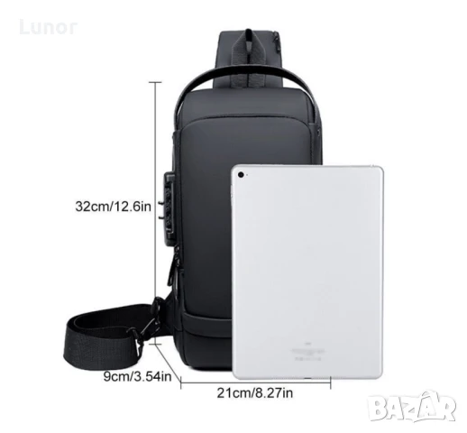 Водоустойчива чанта с USB зареждане и защита против кражба, снимка 9 - Чанти - 51354040