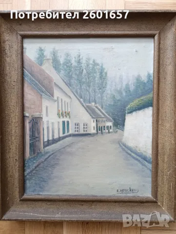 F. Henckens, стара маслена картина пейзаж., снимка 2 - Картини - 49755347