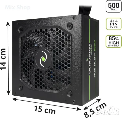 Нов Захранващ блок Tecnoware Power Systems ATX Free Silent 500, снимка 2 - Друга електроника - 55727473