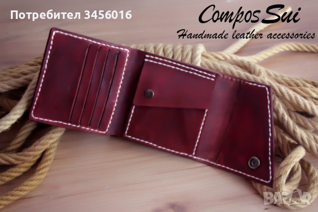 Портфейл от естествена кожа, ръчна изработка, снимка 2 - Портфейли, портмонета - 39965326