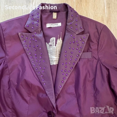Дамско сако R.Rodhschild, елегантно, от кожа и полиестер, размер 38, UK 12, лилаво, снимка 7 - Сака - 52262234