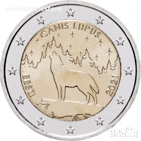 2 евро Естония 2021 Вълк UNC