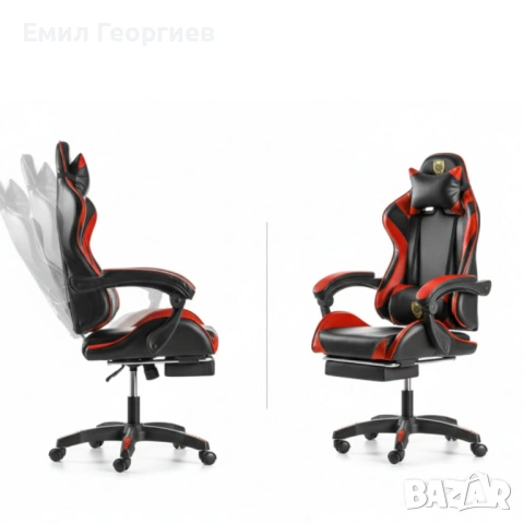 Ергономичен геймърски стол с поставка за крака – комфорт и стабилност за дълги часове без болка, снимка 4 - Столове за офис - 53237142