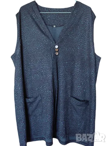 Дамска жилетка с копчета, Тъмнозелена, 77х68 см, 44