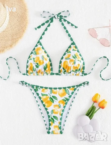 Свеж бански в две части с лимонов принт S и M, снимка 3 - Бански костюми - 51074964