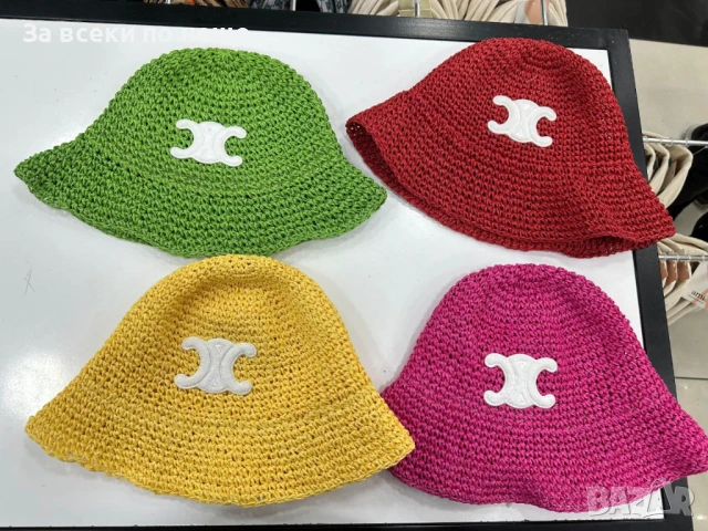 Celine Плетена Плажна Лятна Шапка Селин - Налични Различни Цветове Код E524, снимка 6 - Шапки - 50755606