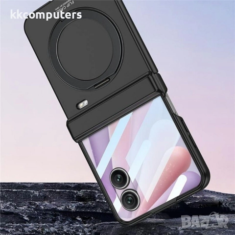 Калъф с протектор GKK за Honor Magic V Flip 2 – магнитна панта, стойка и MagSafe съвместимост, черен, снимка 12 - Калъфи, кейсове - 52165069