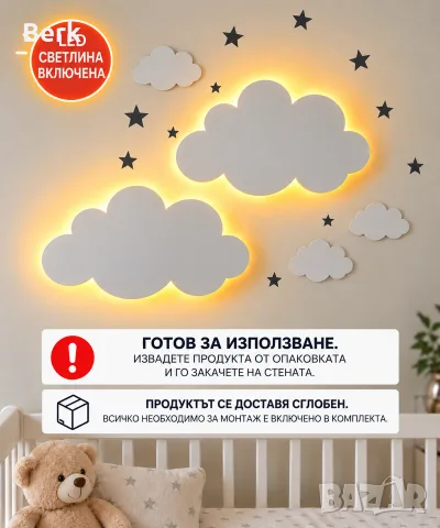 LED детска нощна лампа ,, ОБЛАК”- 2 комплекта
