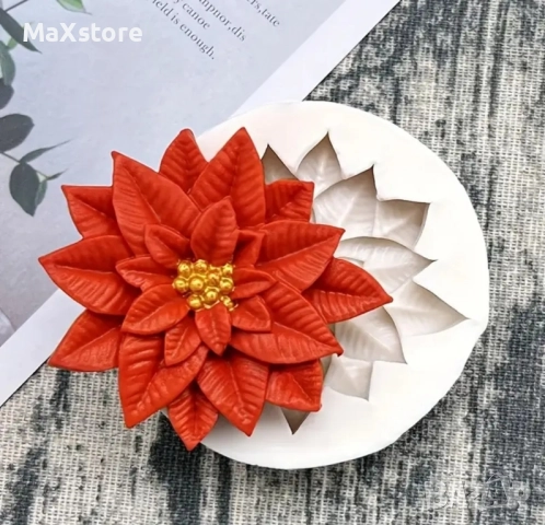 Коледна звезда Силиконов молд форма за гипс сапун смола фондан за декорация на торта 