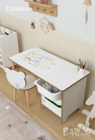 Детска маса със стол и рафт, снимка 2 - Маси - 48672311